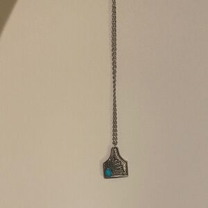 Silver Pendant Necklace with Turquoise Accent